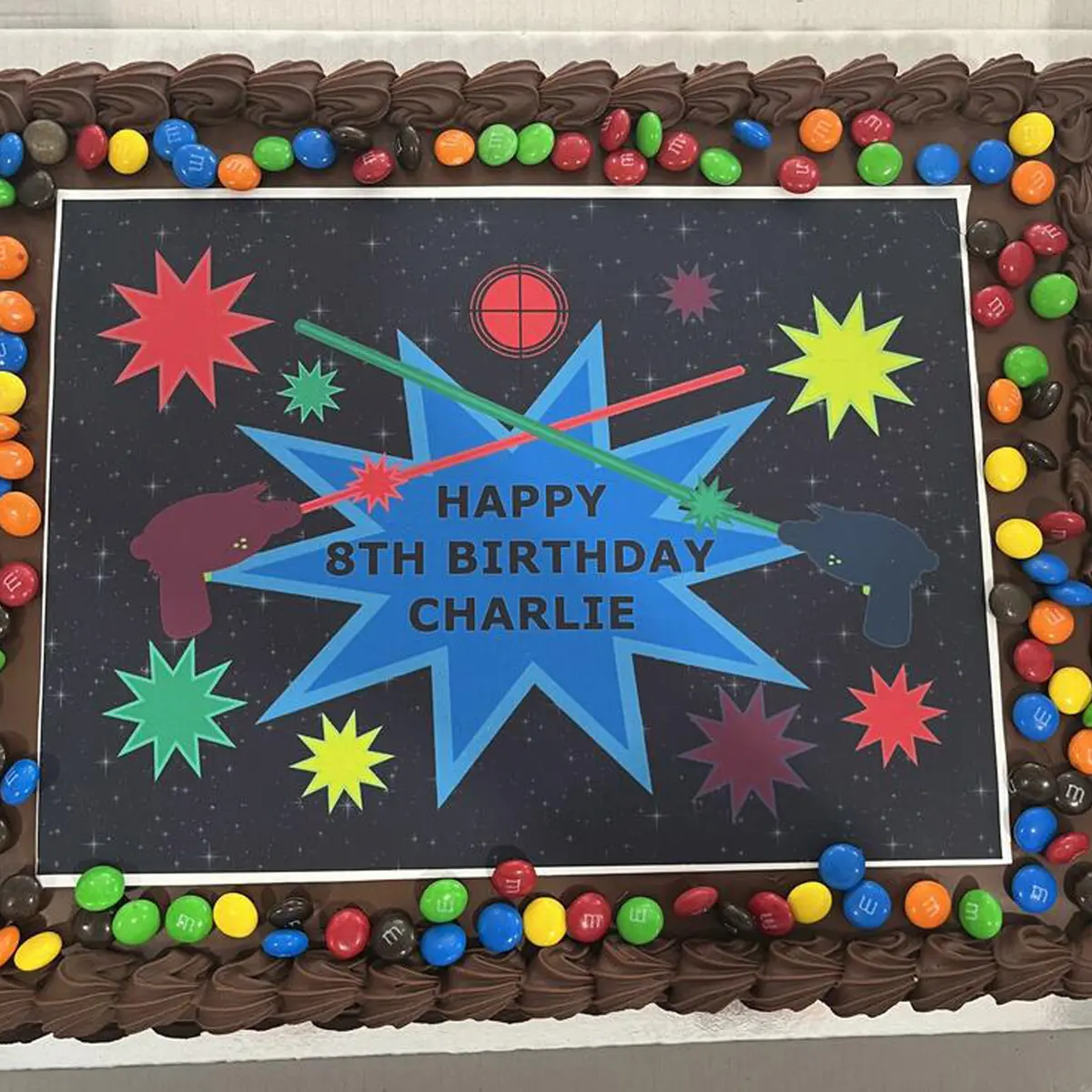 Laser Tag Rectangle Square Edible Icing Cake Topper 2