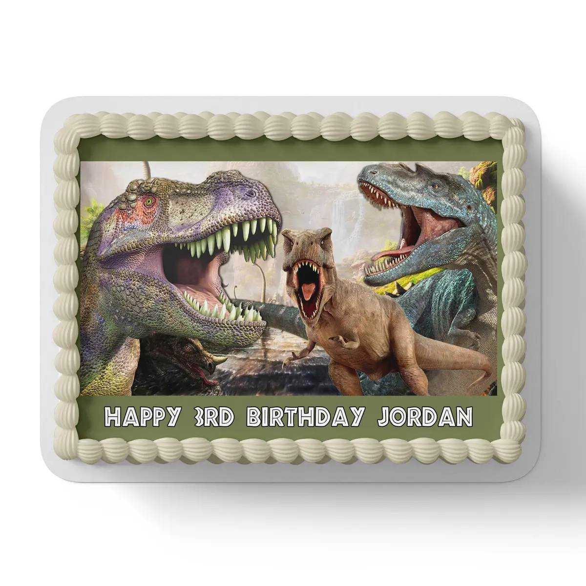 Dinosaur Rectangle A4 A3 Edible Cake Topper 1