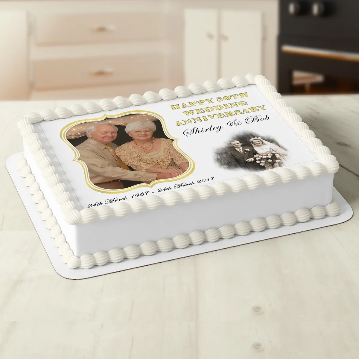Anniversary Rectangle Square Edible Cake Topper With Photos 1
