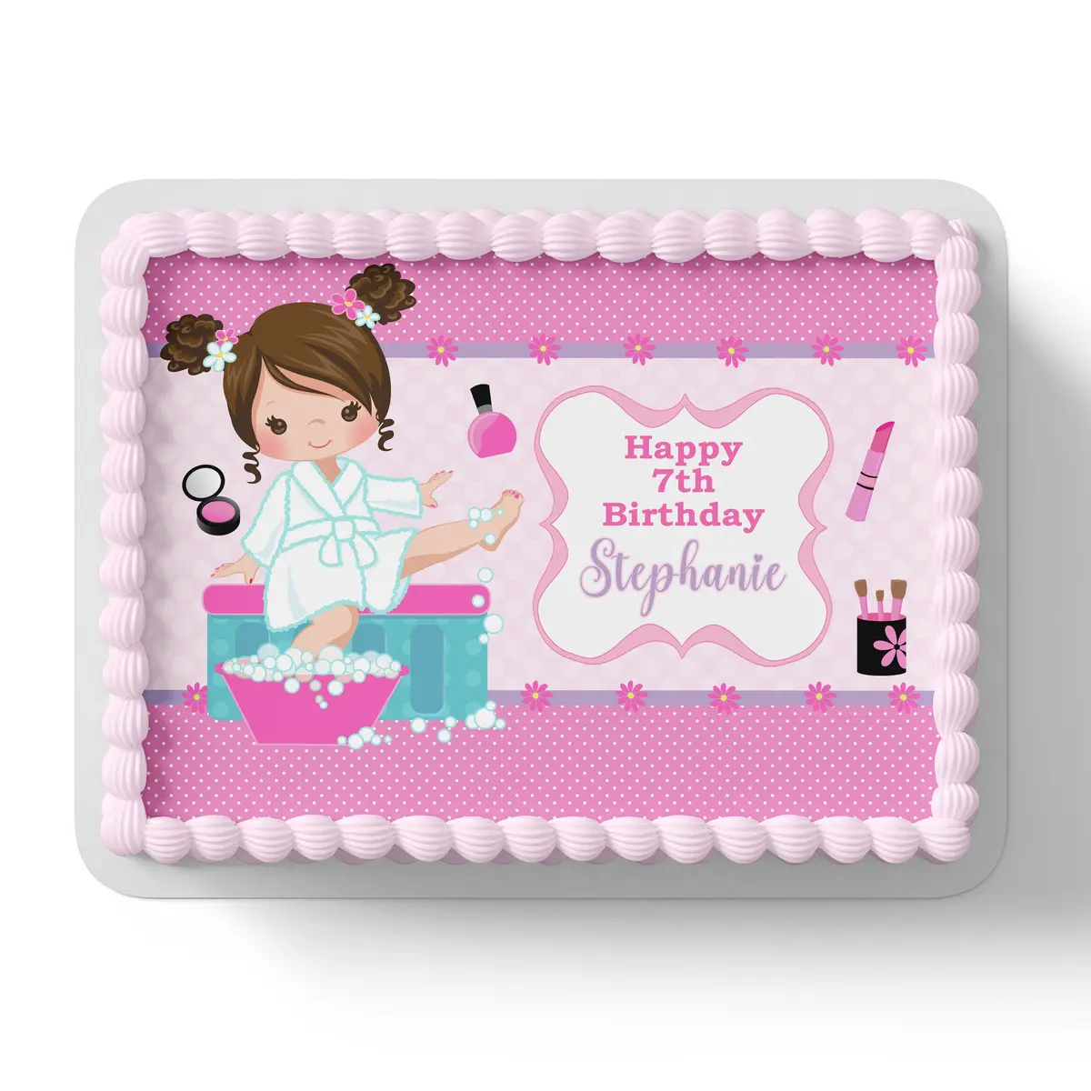Pamper Spa Party Rectangle Square Edible Icing Cake Topper 1