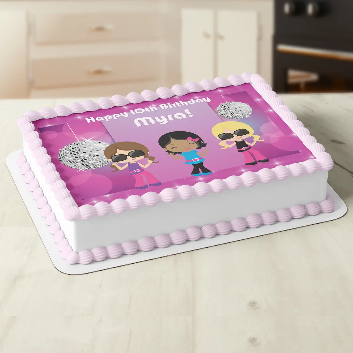 Disco Dance Rectangle Edible Icing Cake Topper 1