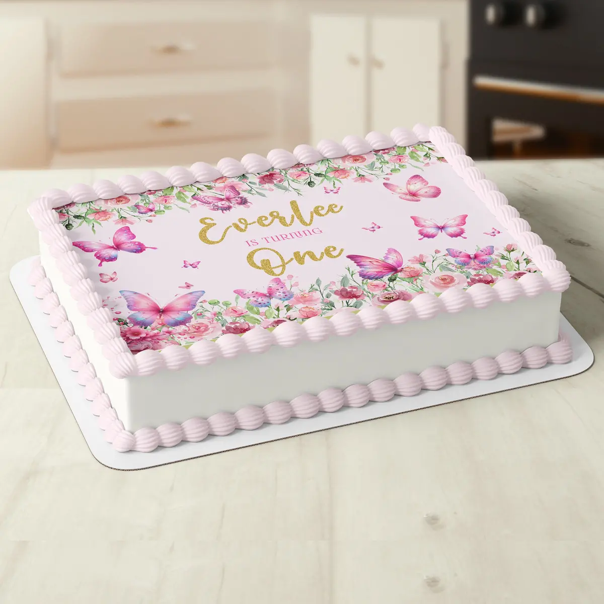 Butterfly Floral Edible Icing Cake Topper 1