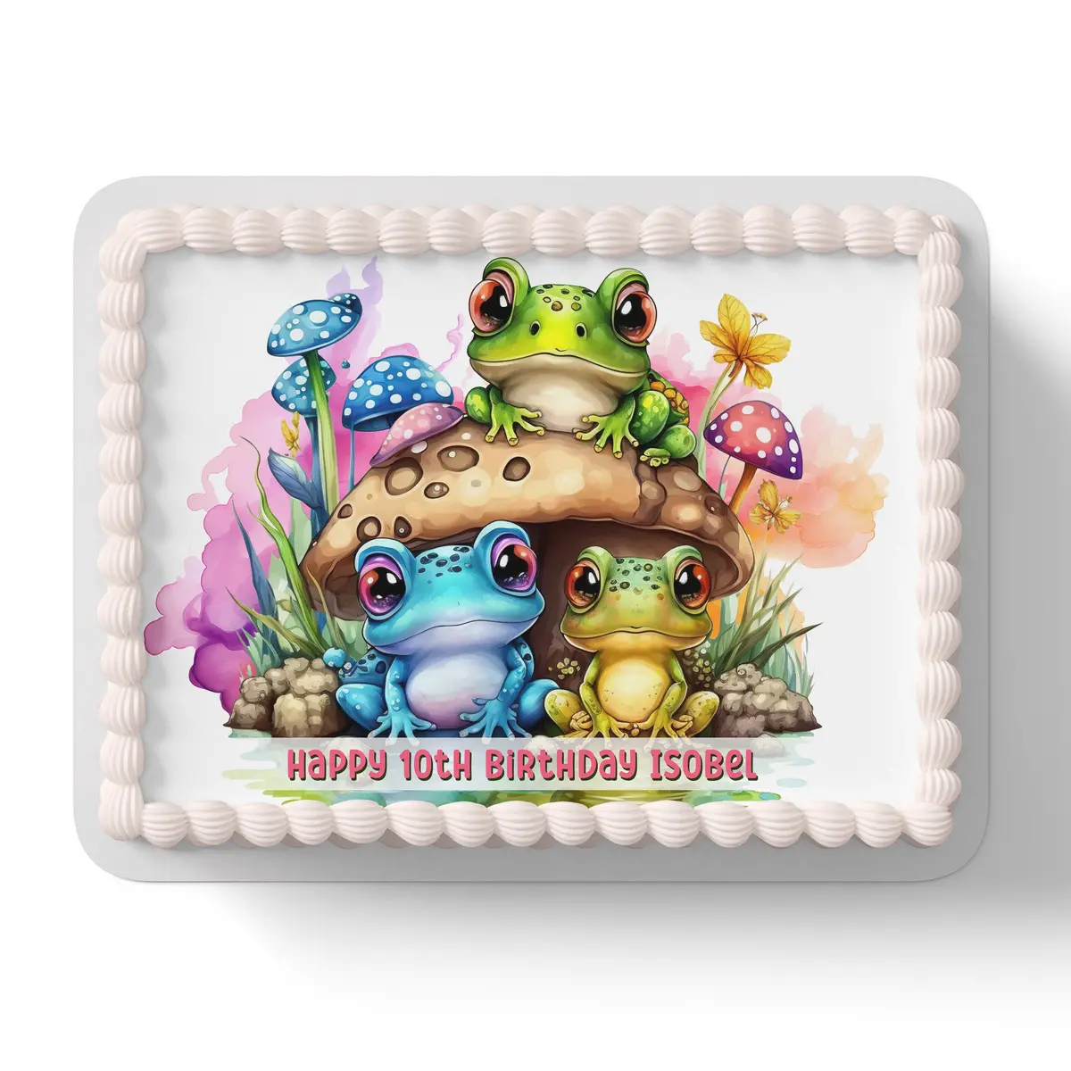 Cute Frogs Personalised Edible Cake Topper 1