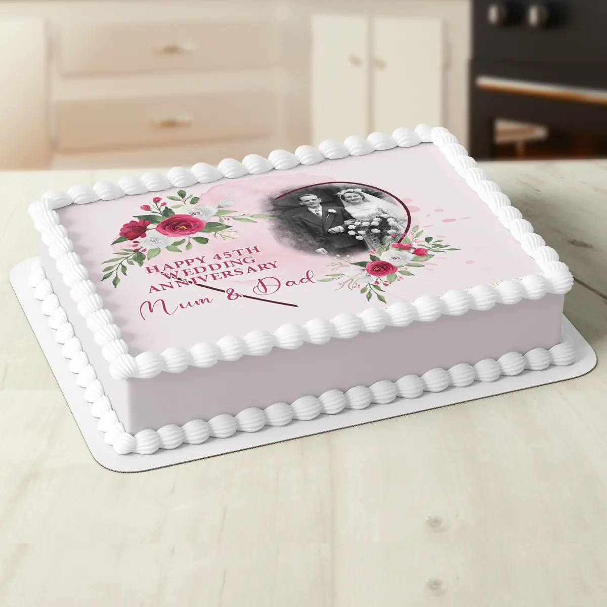 Photo Personalised Anniversary Edible Icing Cake Topper 1