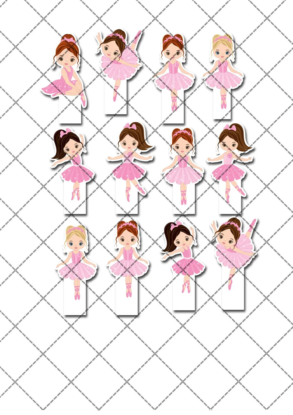 Ballerina Dance Pre-Cut Edible Stand-Up Wafer Card Cupcake Toppers 2