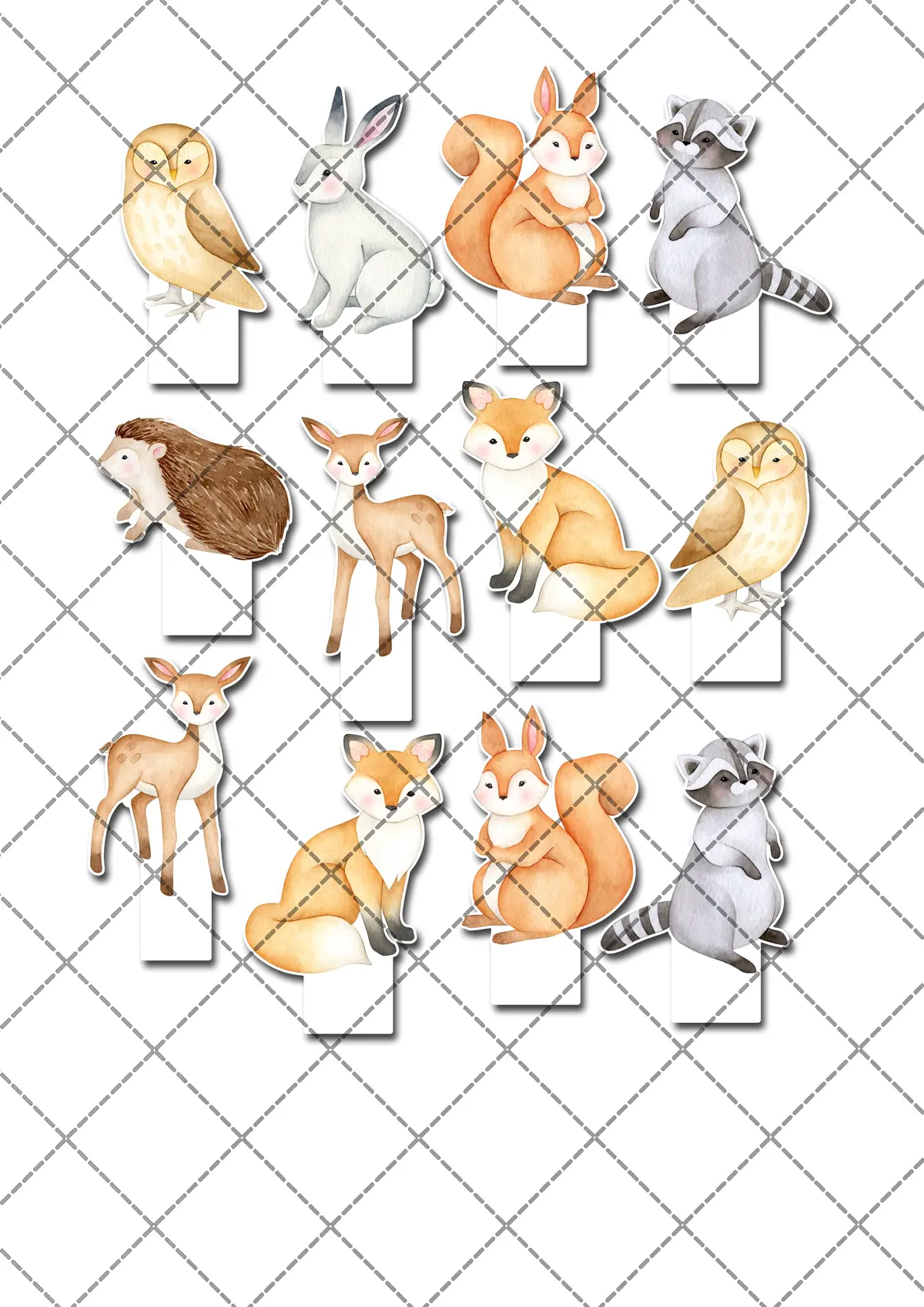 Woodland Animals Pre-Cut Edible Stand-Up Wafer Card Cupcake Toppers 2