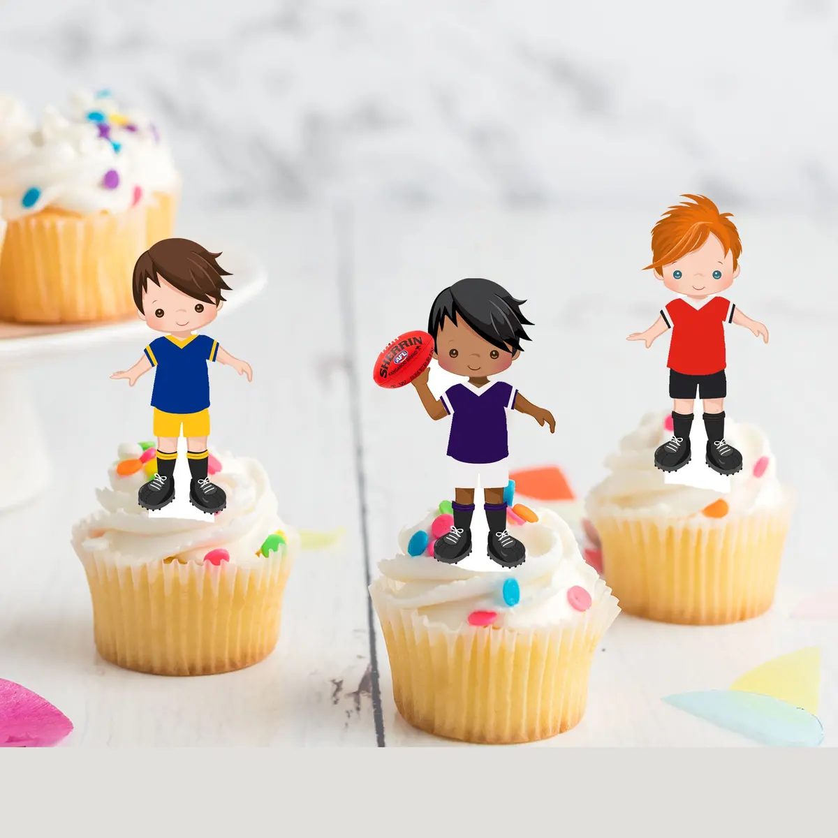 Afl Football Pre-Cut Edible Stand Up Wafer Card Cupcake Toppers 1