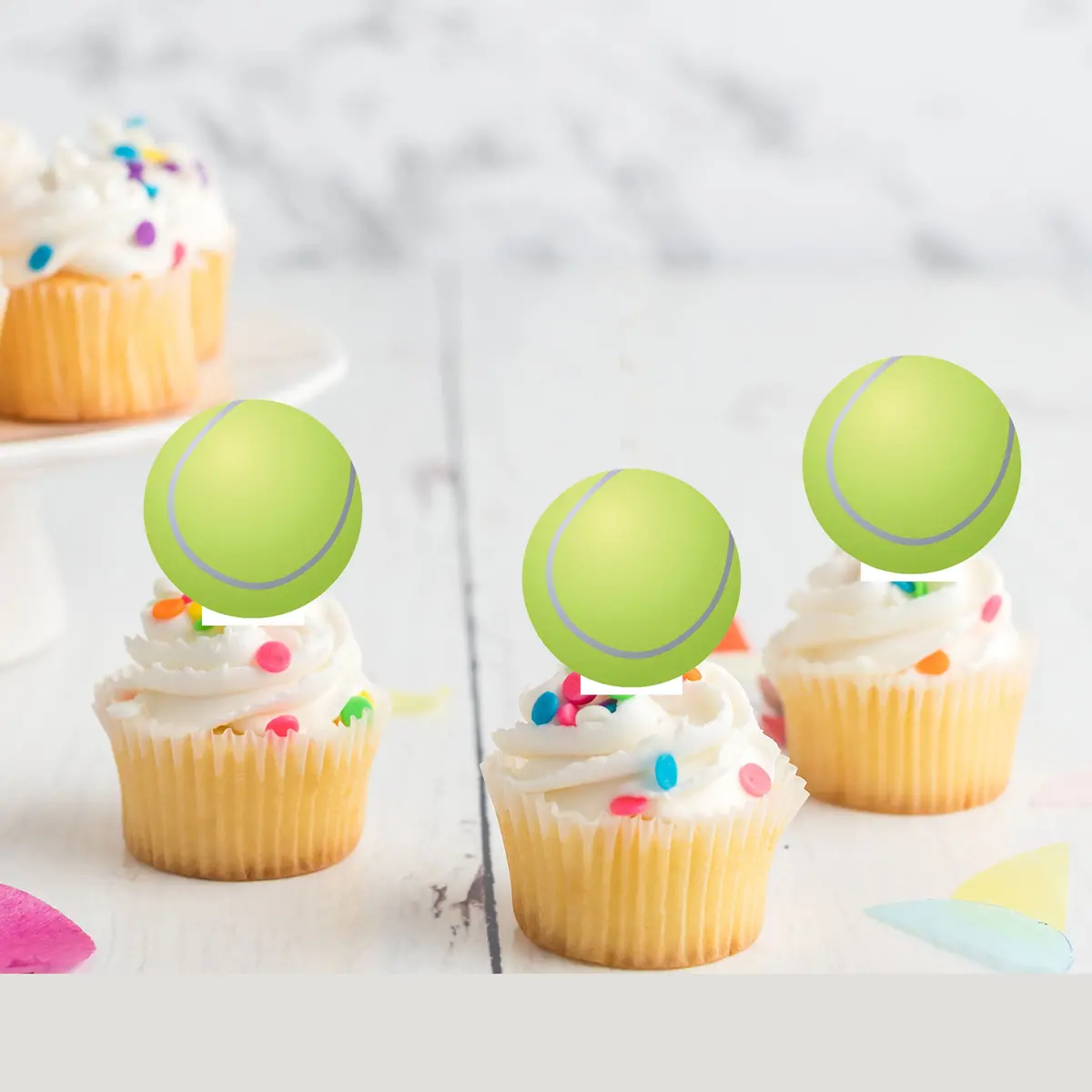 Tennis Sports Pre-Cut Edible Stand Up Wafer Card Cupcake Toppers 1