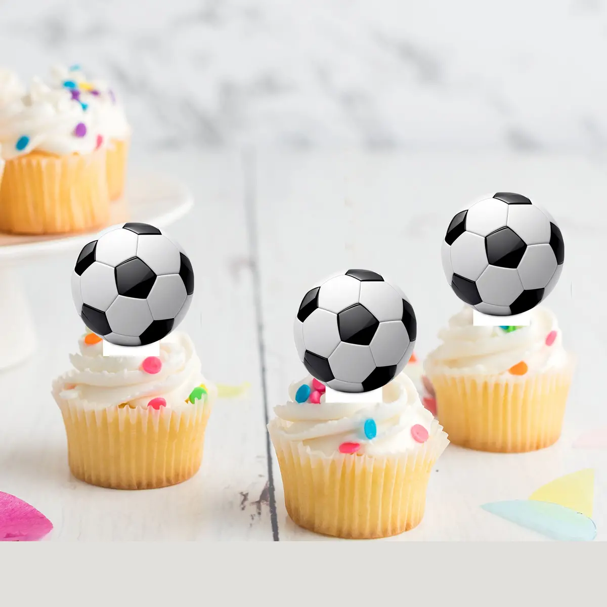 Soccer Football Sports Pre-Cut Edible Stand Up Wafer Card Cupcake Toppers 1