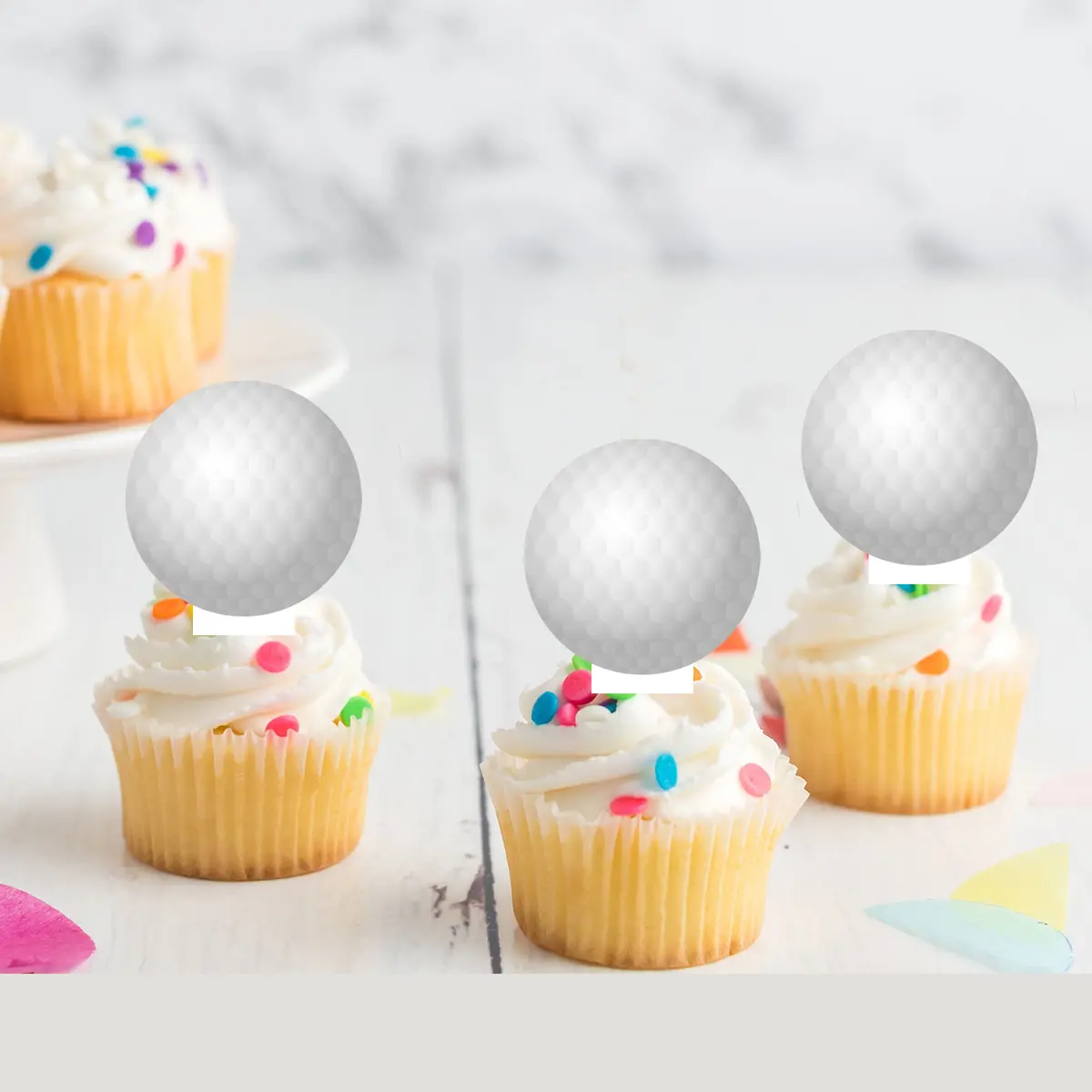 Golf Sports Pre-Cut Edible Stand Up Wafer Card Cupcake Toppers 1