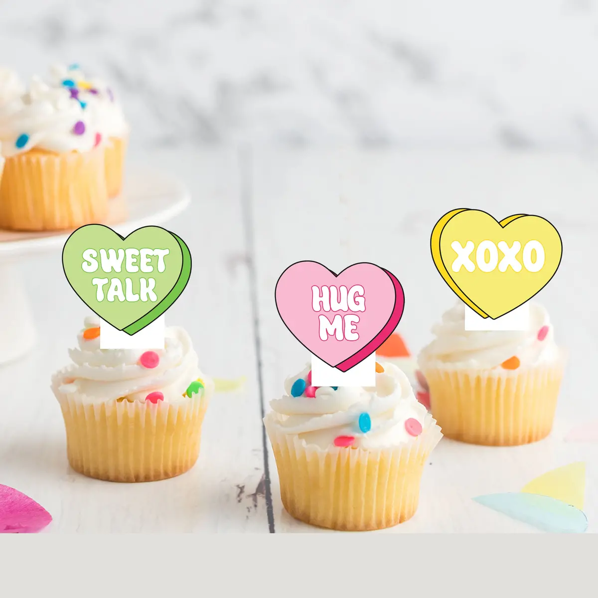 Valentines Love Pre-Cut Edible Stand Up Wafer Card Cupcake Toppers 1