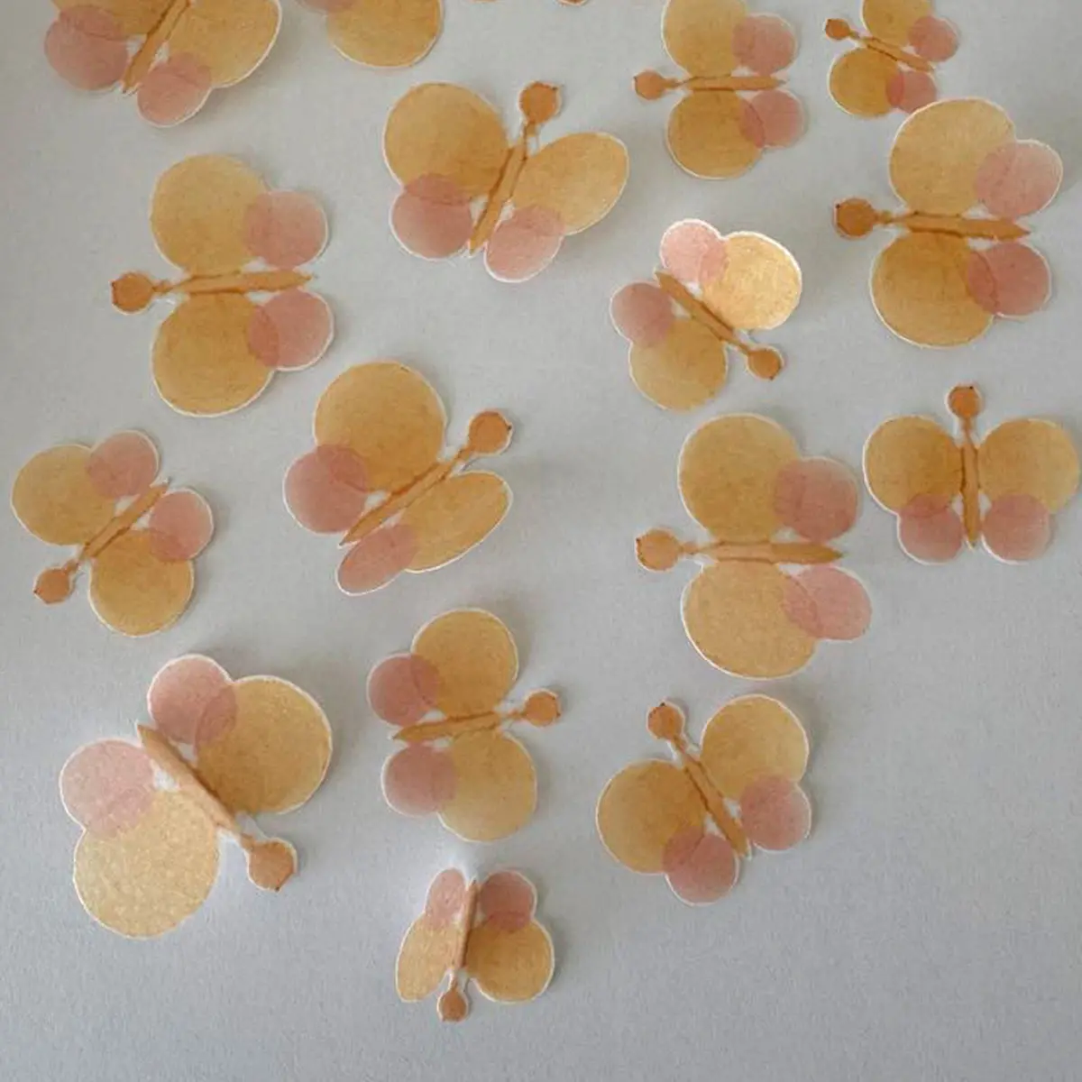 Emma Memma Peach Orange Pre-Cut Edible Wafer Butterflies 1