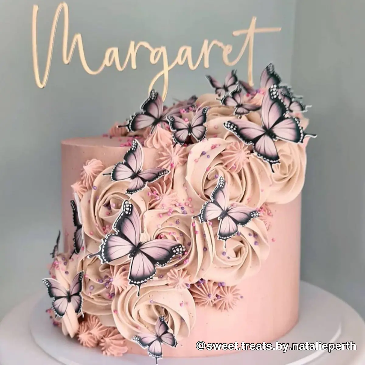 Pink & Black Pre-Cut Edible Wafer Butterflies 1
