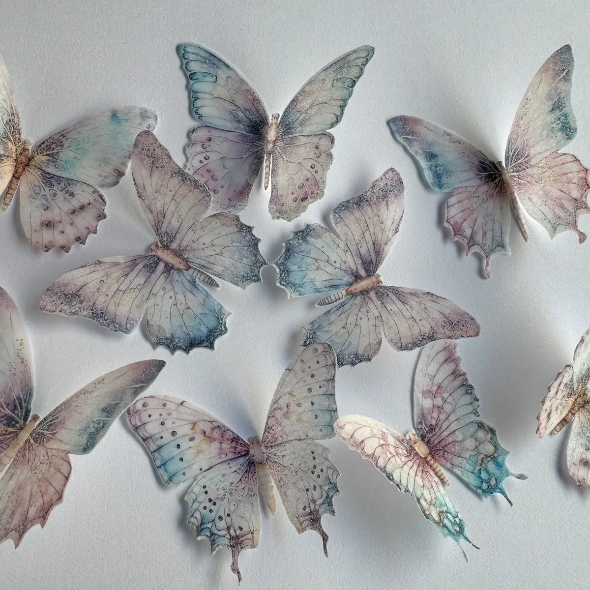 Purple & Green Pre-Cut Edible Wafer Paper Butterflies 1