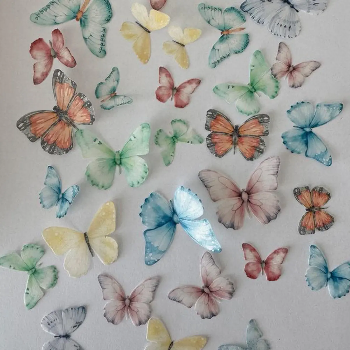 Multicoloured Pre-Cut Edible Wafer Butterflies 1