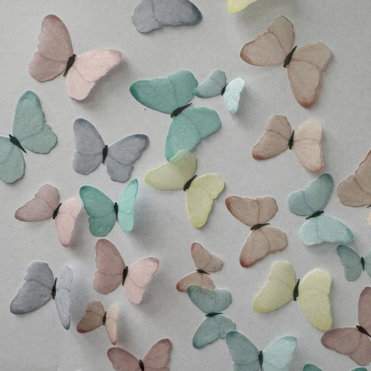 Multicoloured Pastel Pre-Cut Edible Wafer Butterflies 1