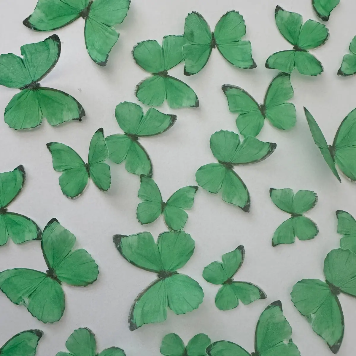 Bright Green Pre-Cut Edible Wafer Butterflies 1
