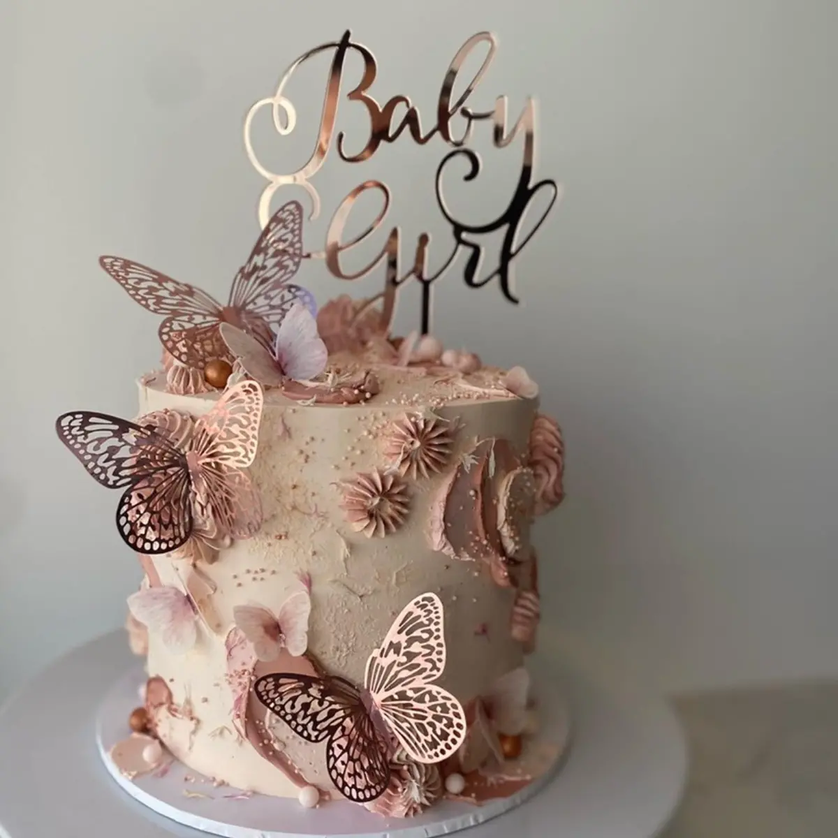 Rose Gold Metallic Butterflies - Pack Of 12 1