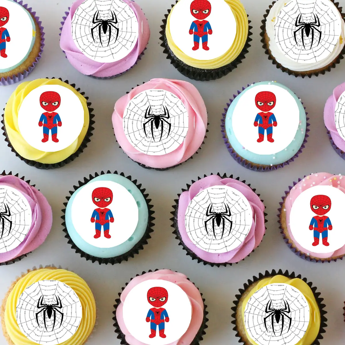 Spiderman Superhero Pre-Cut Mini Edible Cupcake Or Cookie Toppers 1