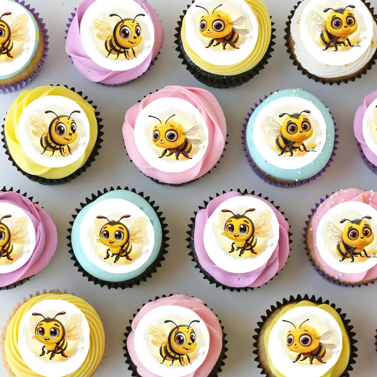 Bees Bumblebee Bee Pre-Cut Mini Edible Cupcake Or Cookie Toppers 1
