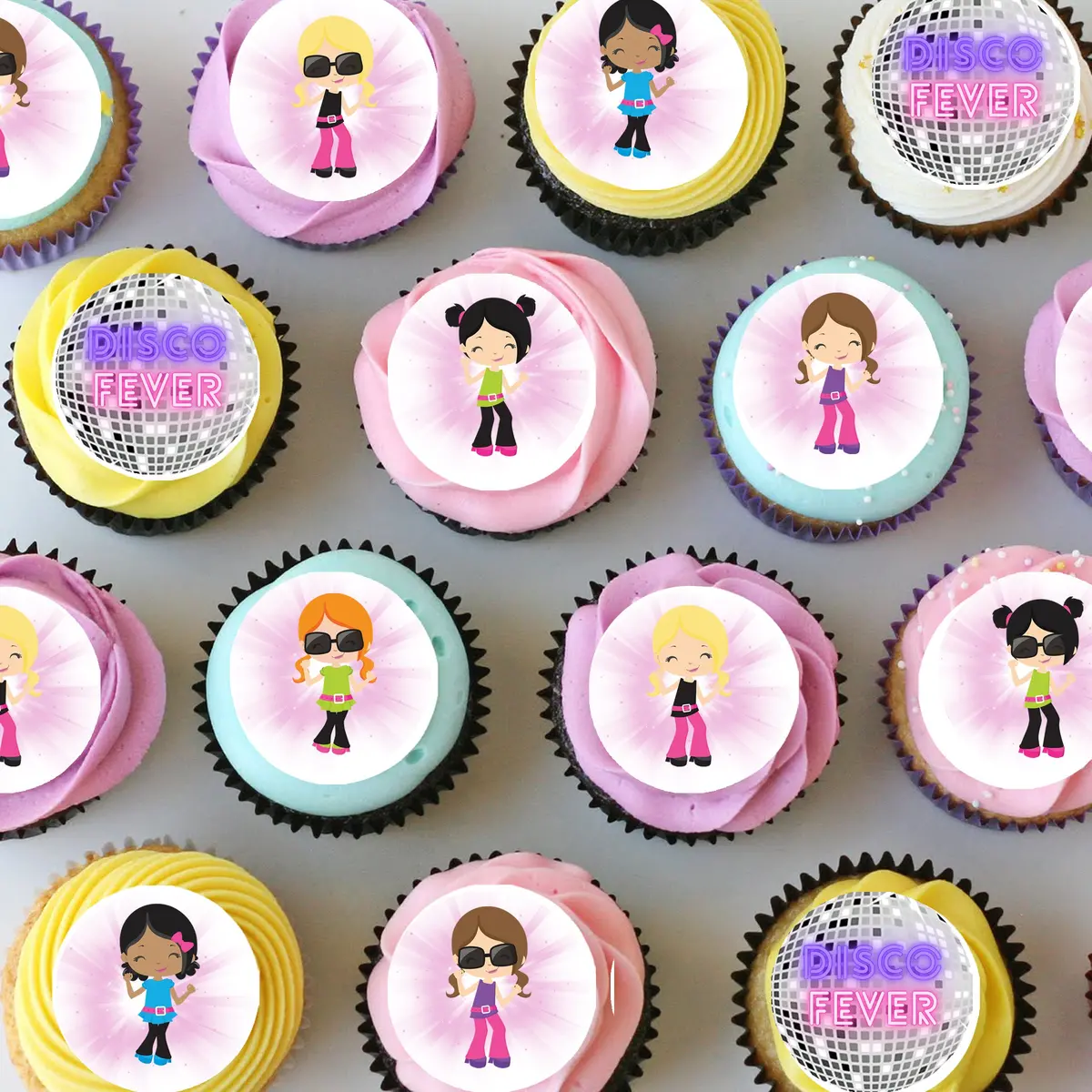 Disco Dance Fever Pre-Cut Mini Edible Cupcake Or Cookie Toppers 1
