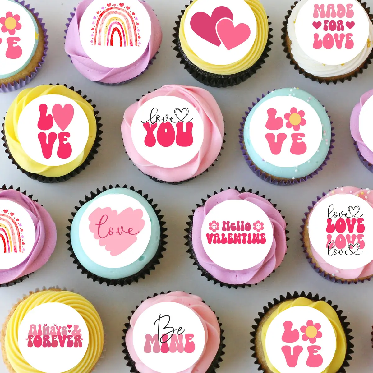 Valentines Day Love Pre-Cut Mini Edible Cupcake Or Cookie Toppers 1
