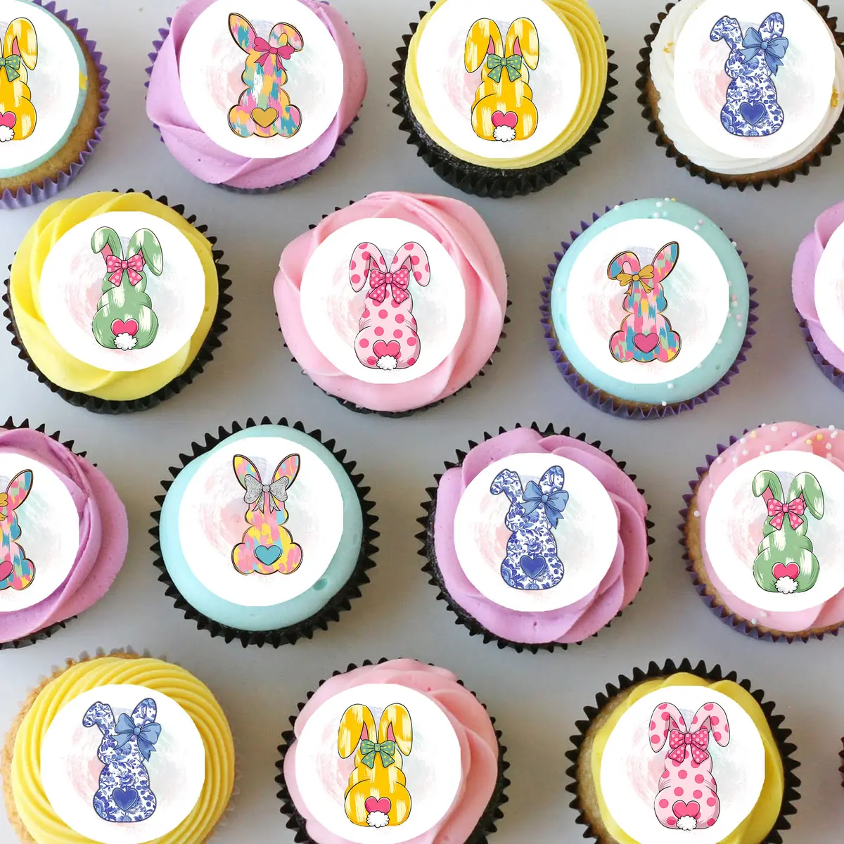 Easter Bunny Pre-Cut Mini Edible Cupcake Or Cookie Toppers 1