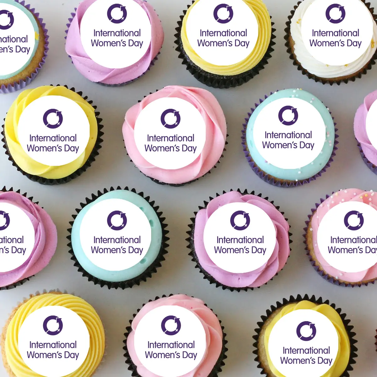 Iwd International Womens Day Pre-Cut Mini Edible Cupcake Or Cookie Toppers 1