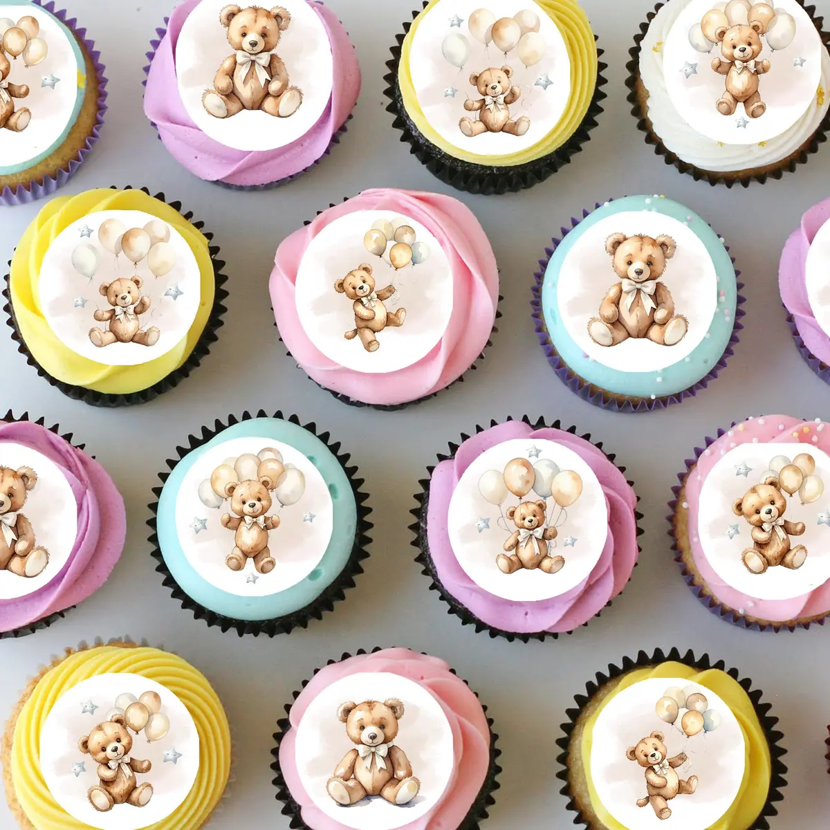 Teddy Bears Pre-Cut Mini Edible Icing Cupcake Or Cookie Toppers 1