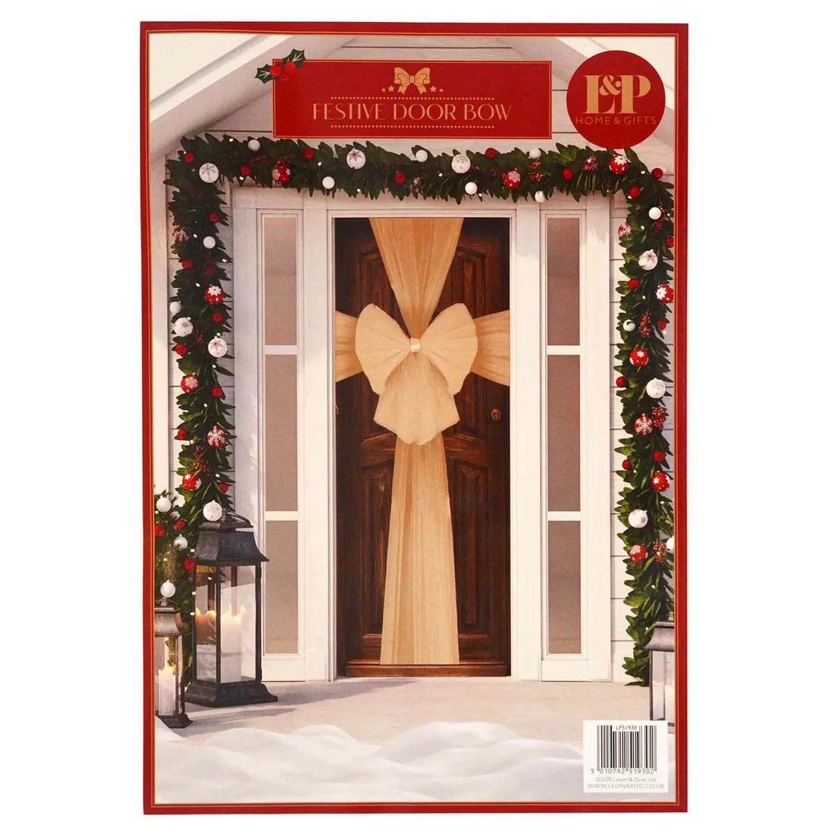 Festive Door Bow Christmas Decoration Home Silver Gold 1