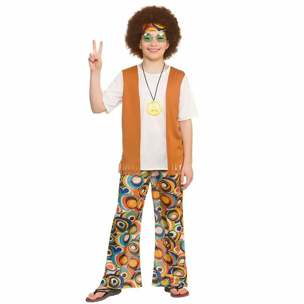 Kids Cool Hippie Fancy Dress Costume 60S Peace Halloween 1