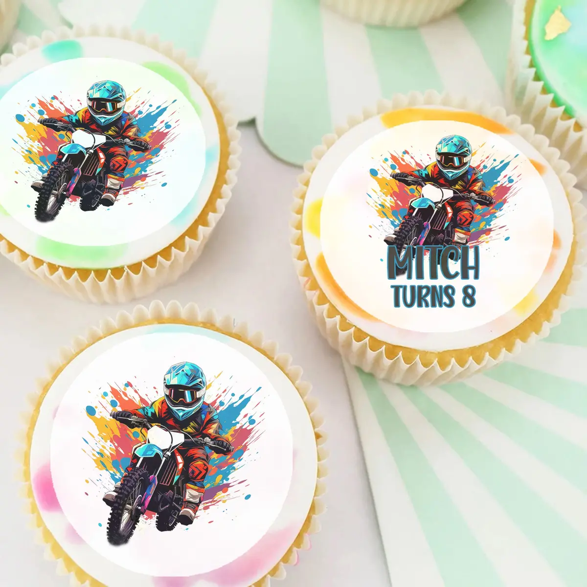 Dirt Bike Pre-Cut Edible Cupcake Or Cookie Toppers 1