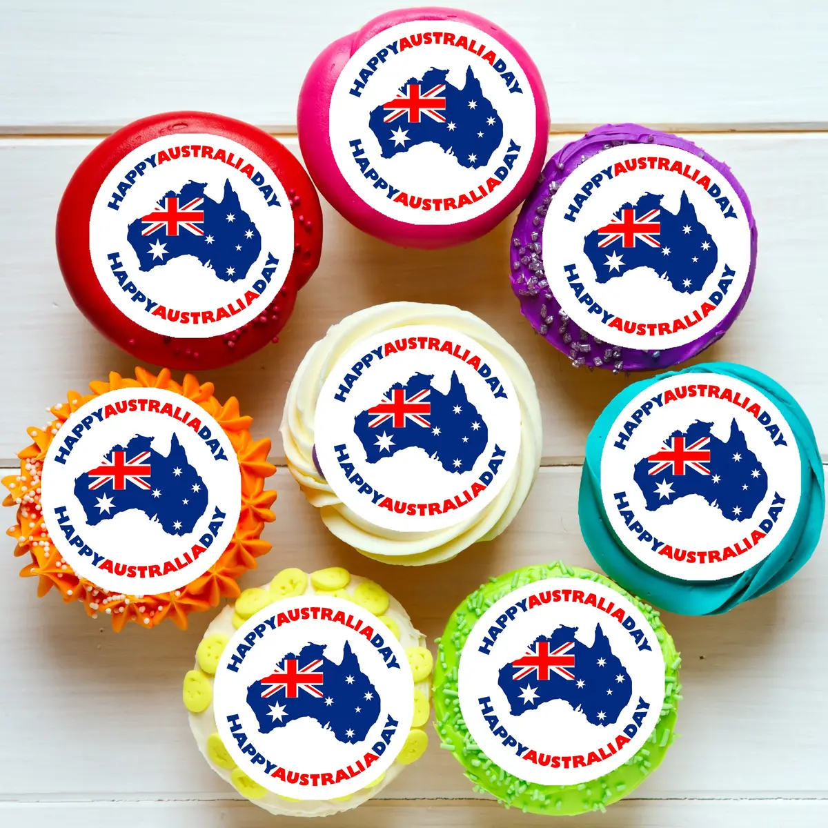 Australia Day Pre-Cut Edible Icing Cupcake Or Cookie Toppers 1
