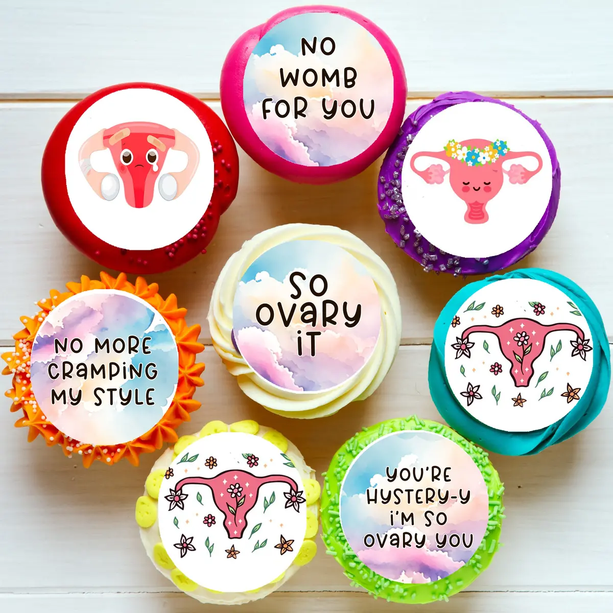 Funny Hysterectomy Pre-Cut Edible Cupcake Or Cookie Toppers 1