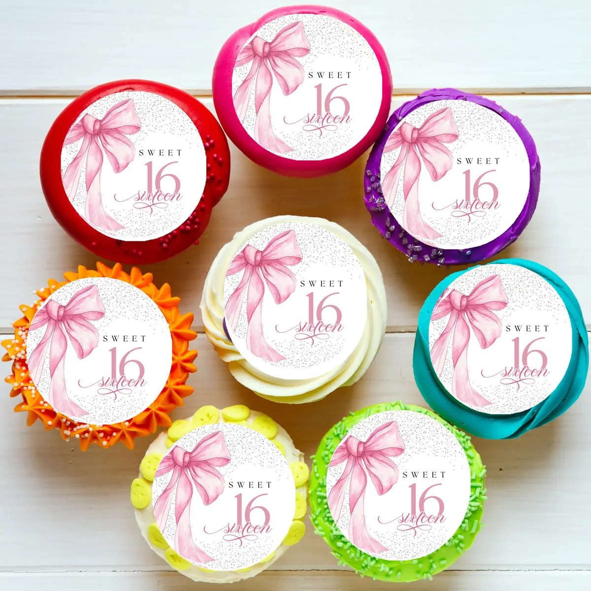 Sweet Sixteen 16Th Birthday Pre-Cut Edible Cupcake Or Cookie Toppers 1
