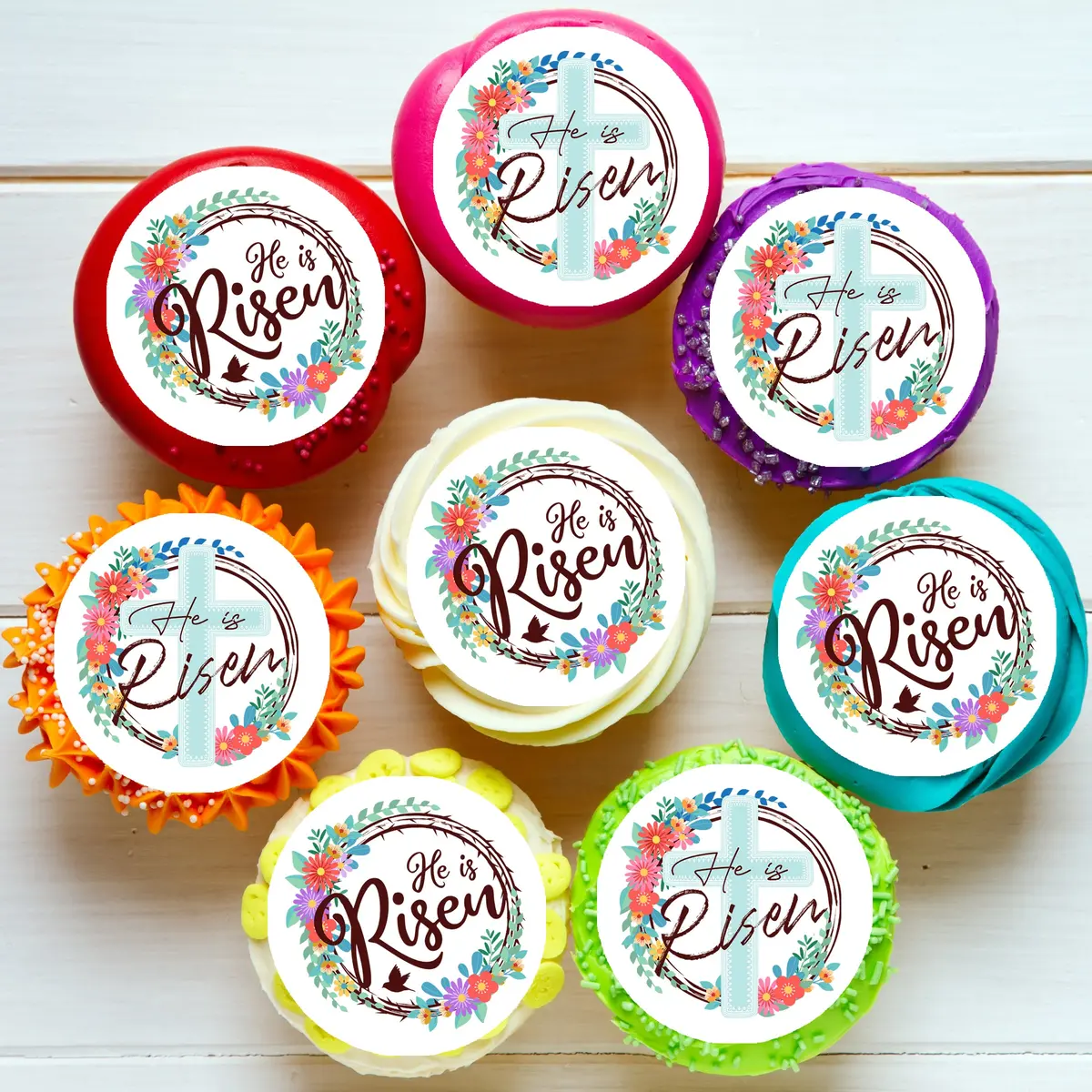 Easter Religious Pre-Cut Edible Icing Cupcake Or Cookie Toppers 1
