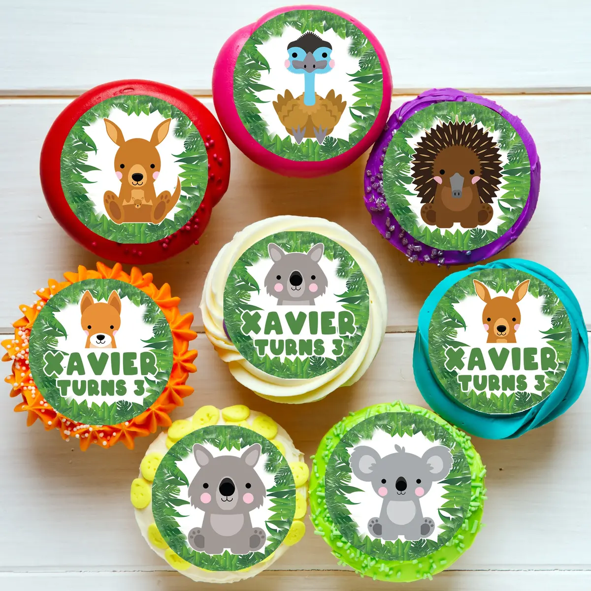 Australian Animals Pre-Cut Edible Icing Cupcake Or Cookie Toppers 1