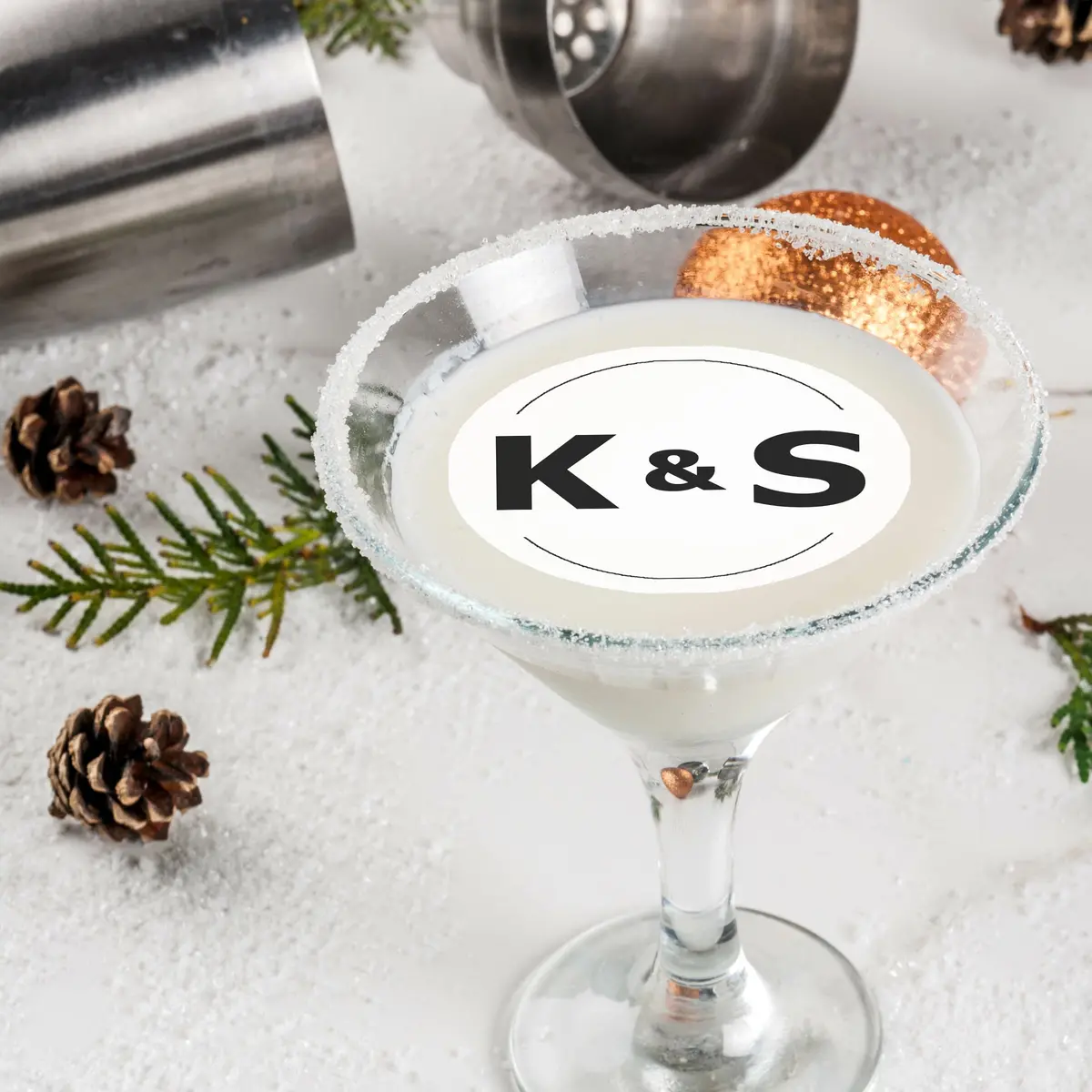 Engagement Wedding Initials Edible Cocktail Drink Toppers 1