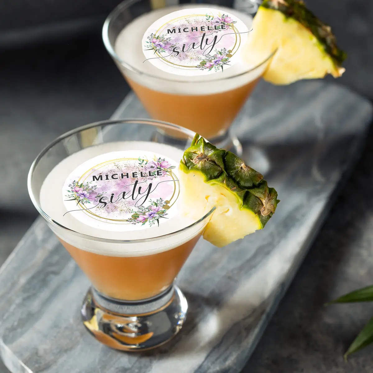 Pink Floral Birthday Party Edible Cocktail Drink Toppers 1