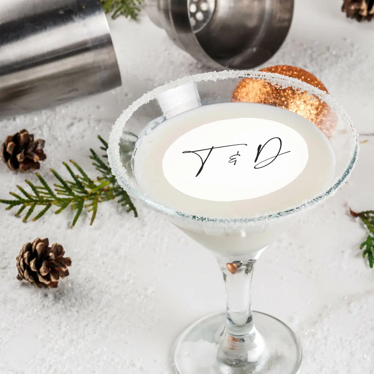 Wedding Initials Monogram Edible Cocktail Drink Toppers 1