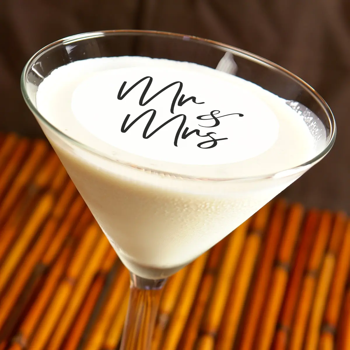 Wedding Mr & Mrs Edible Cocktail Drink Toppers 1