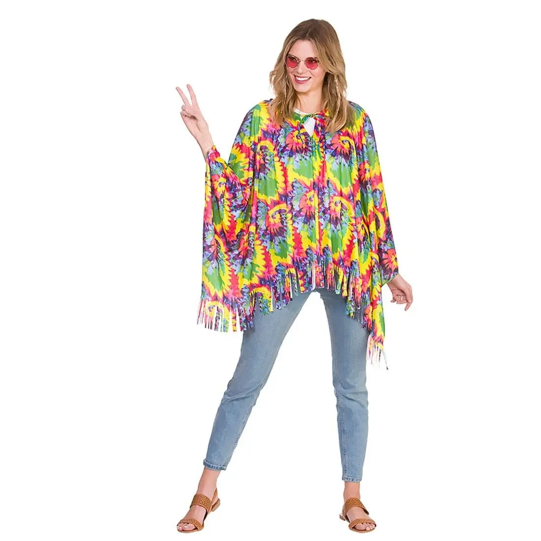 Hippie Poncho 1960S Festival Coat Mexican Fancy Dress Adult 1