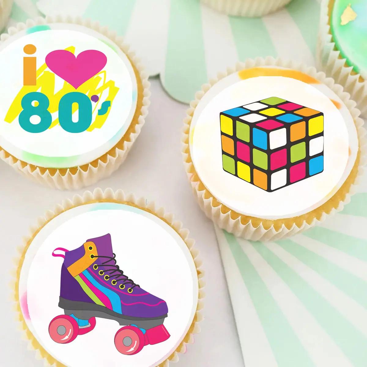 Eighties 80'S Inspired Pre-Cut Edible Cupcake Or Cookie Toppers 1
