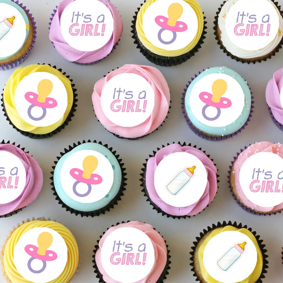 Baby Girl Pre-Cut Mini Edible Cupcake Or Cookie Toppers 1