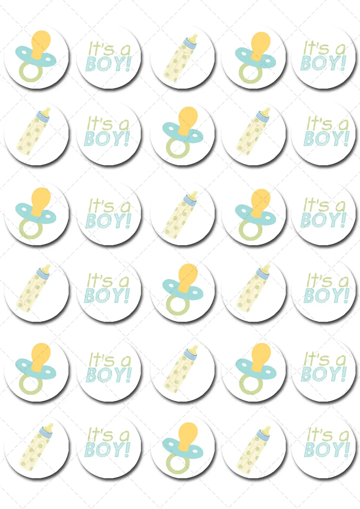 Baby Boy Pre-Cut Mini Edible Cupcake Or Cookie Toppers 2