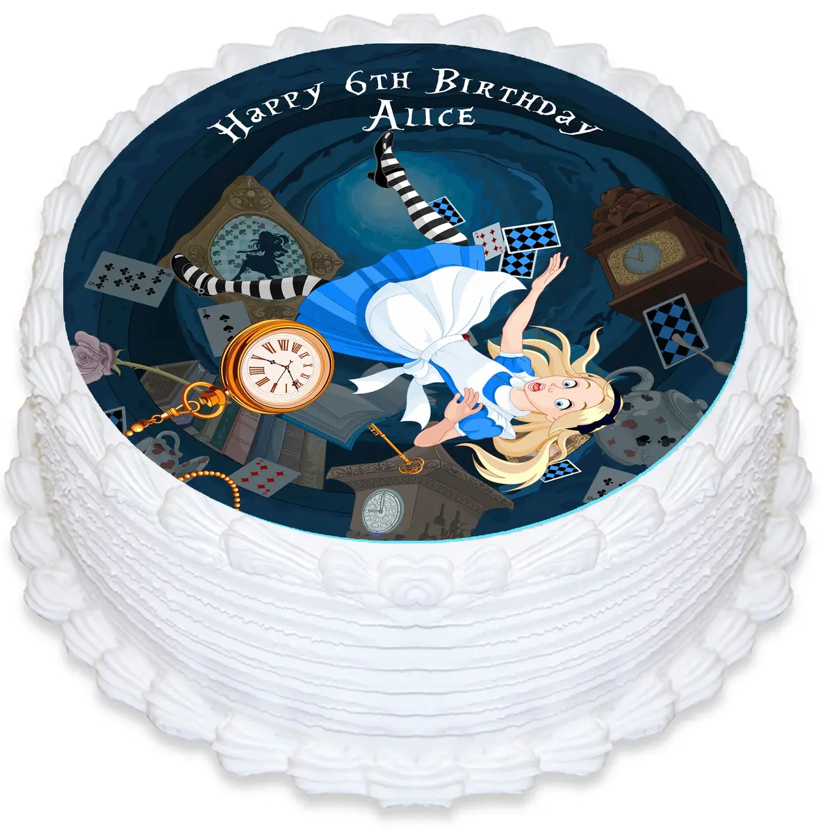Alice In Wonderland Pre-Cut Round Edible Cake Topper 1