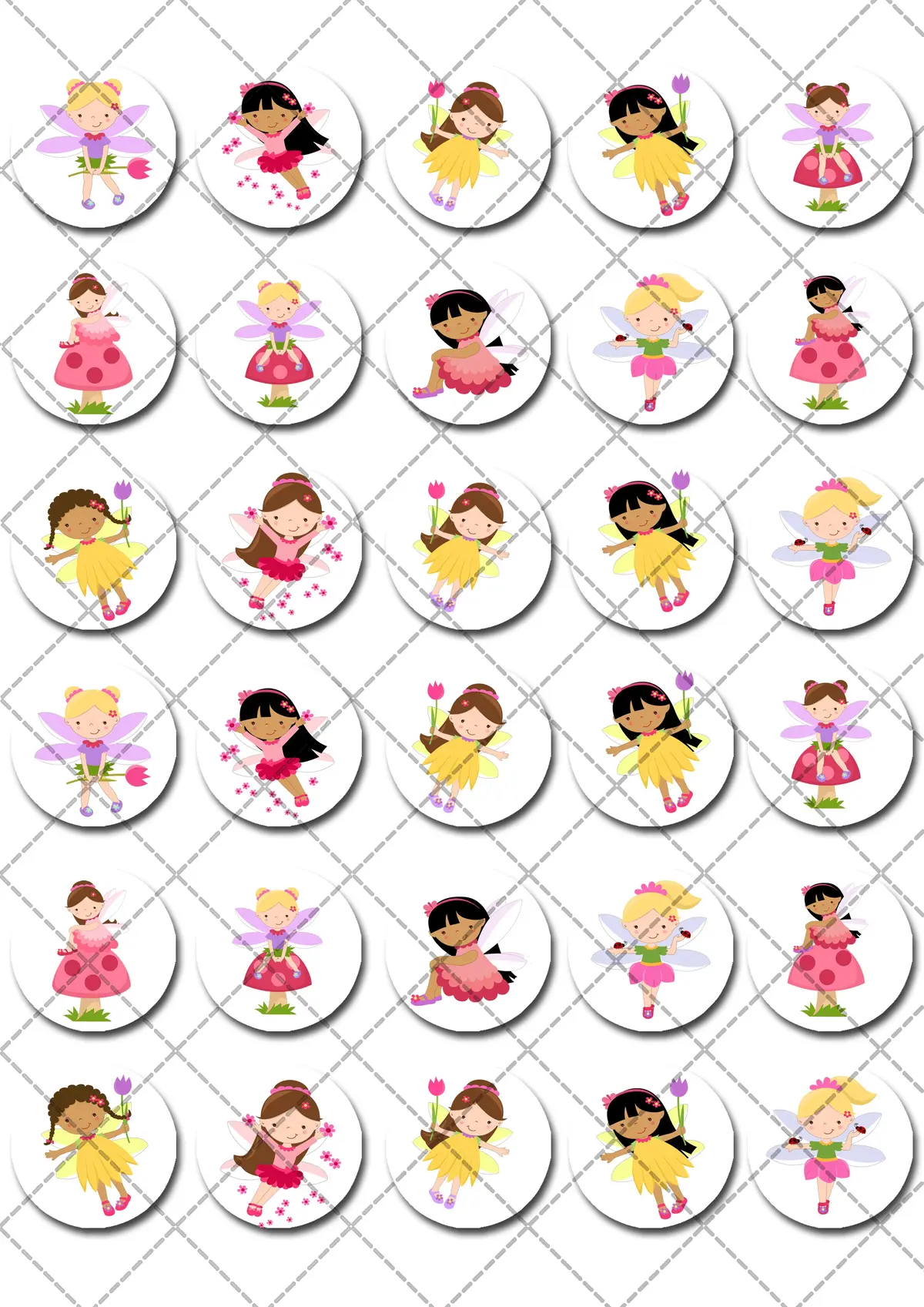 Fairy Fairies Pre-Cut Mini Edible Cupcake Or Cookie Toppers 2