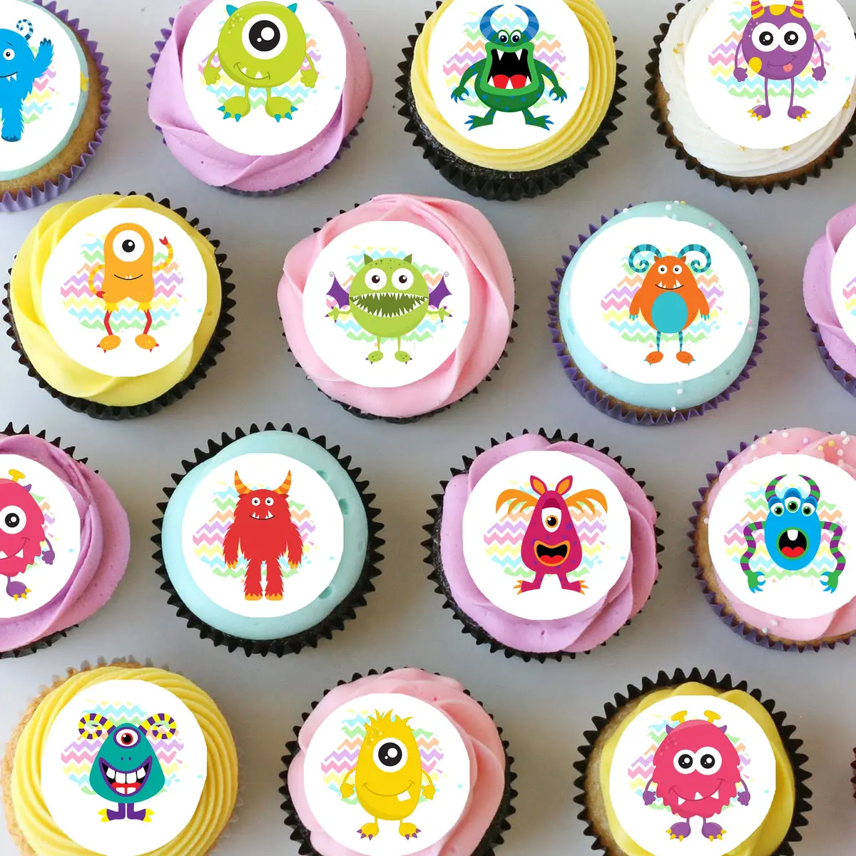 Monsters Pre-Cut Mini Edible Cupcake Or Cookie Toppers 1