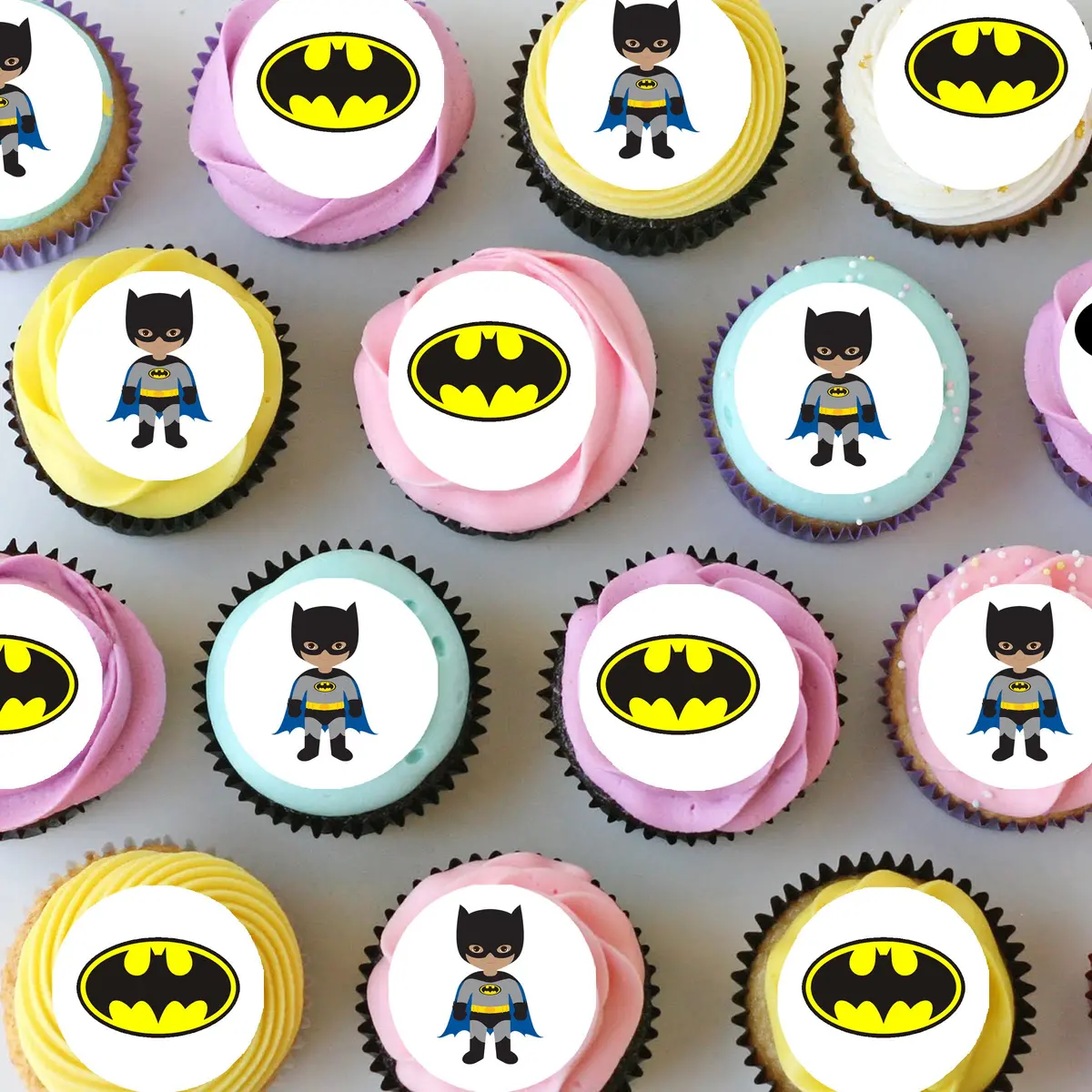 Batman Superhero Pre-Cut Mini Edible Cupcake Or Cookie Toppers 1