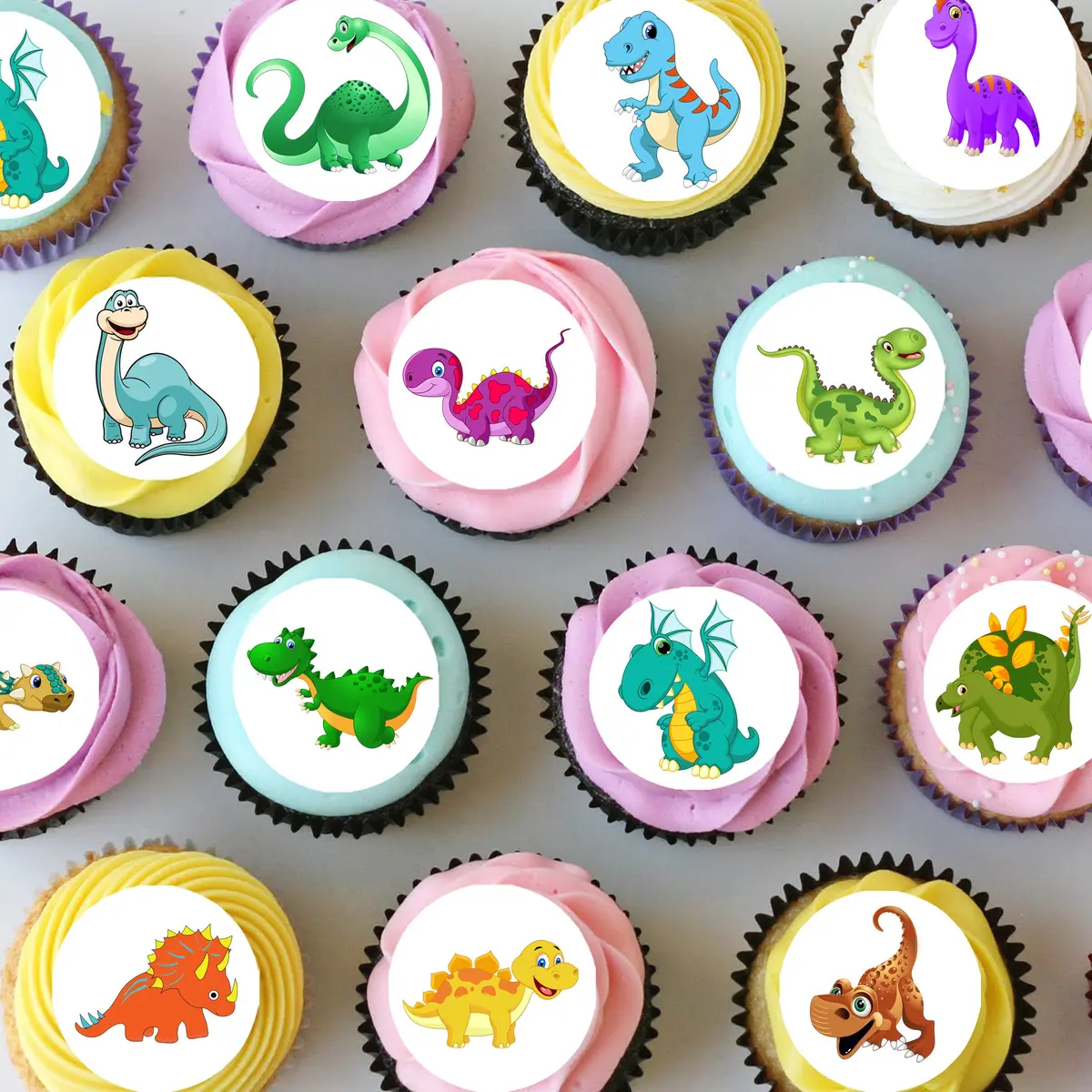 Dinosaur Pre-Cut Mini Edible Cupcake Or Cookie Toppers 1